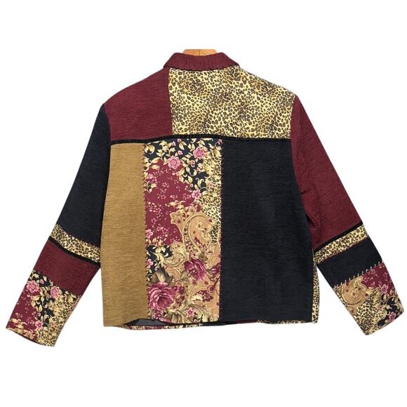 Napa Valley Vintage 90s Floral Animal Block Quilted Button Up Shacket Women M - Picture 2 of 8